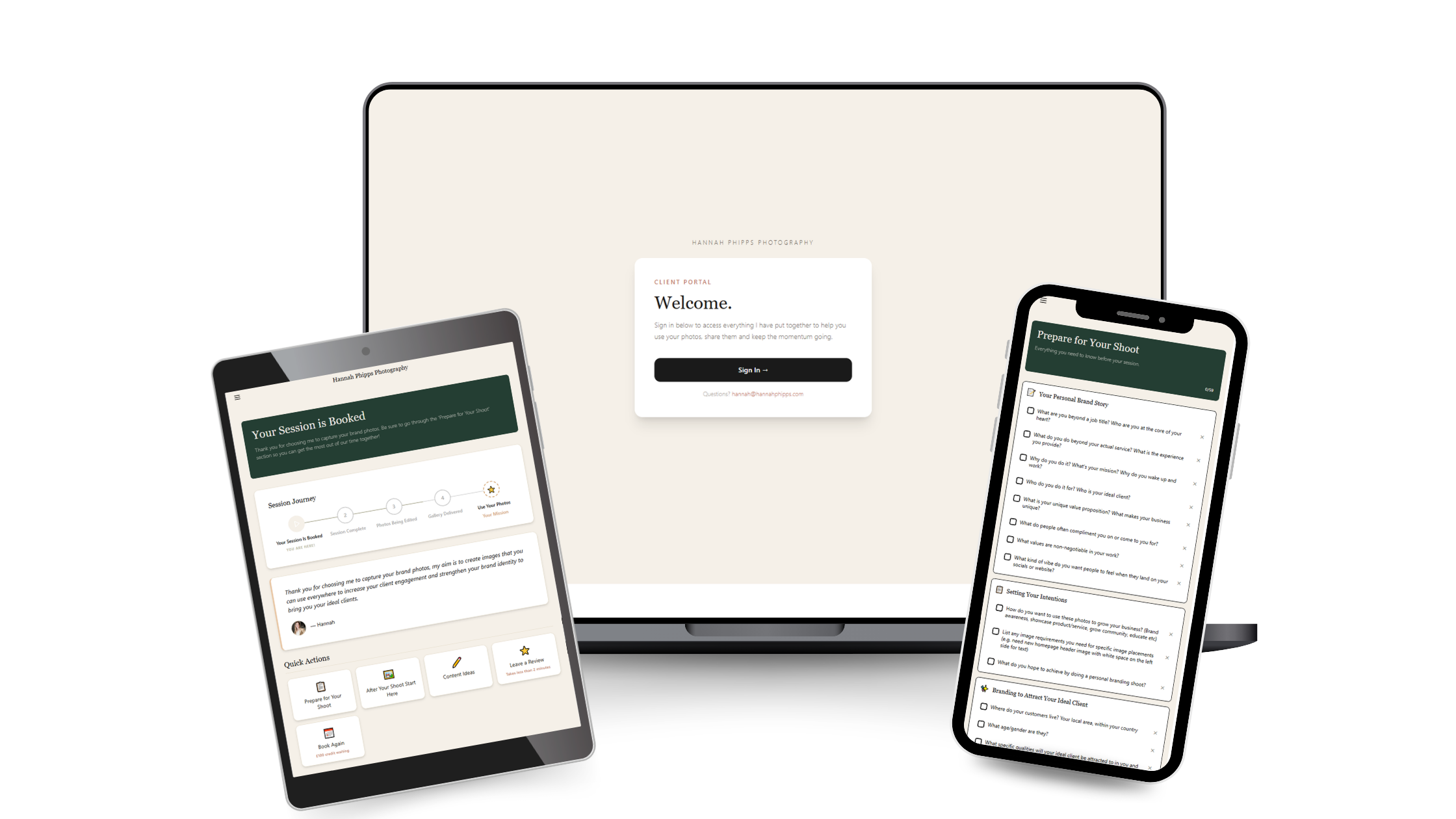 Brand photography client portal